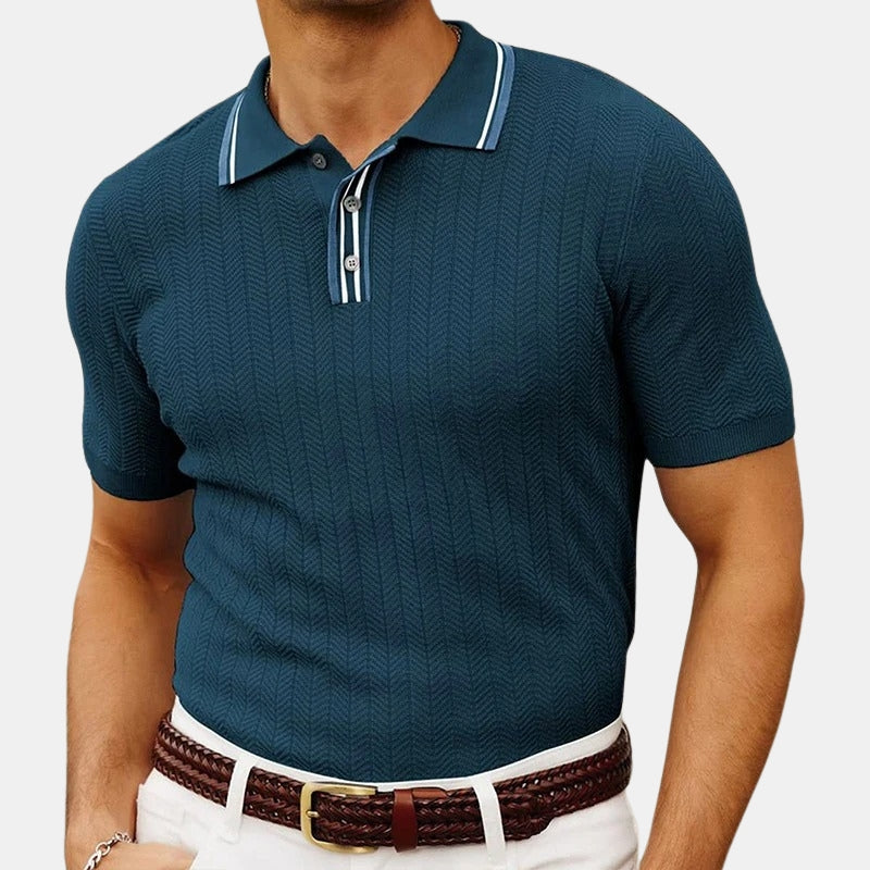 Kingston Herringbone Knitted Polo Shirt