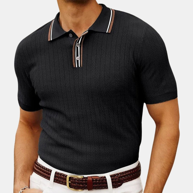 Kingston Herringbone Knitted Polo Shirt