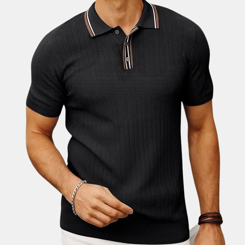 Kingston Herringbone Knitted Polo Shirt