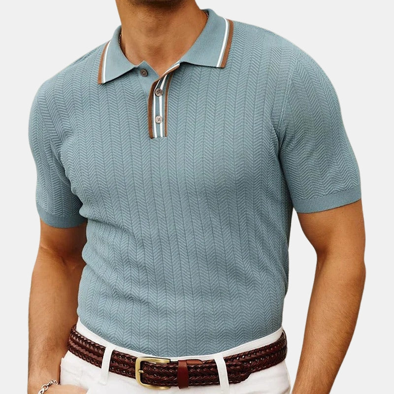 Kingston Herringbone Knitted Polo Shirt