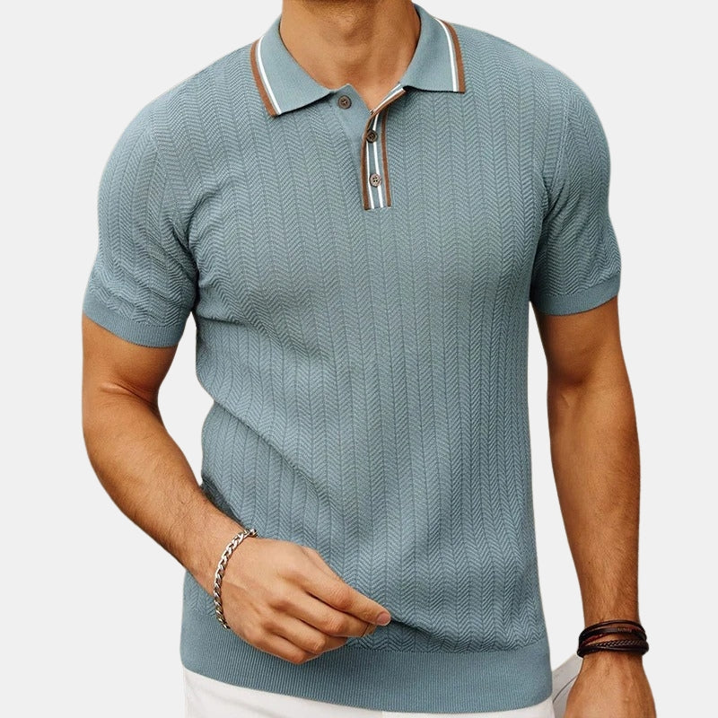 Kingston Herringbone Knitted Polo Shirt