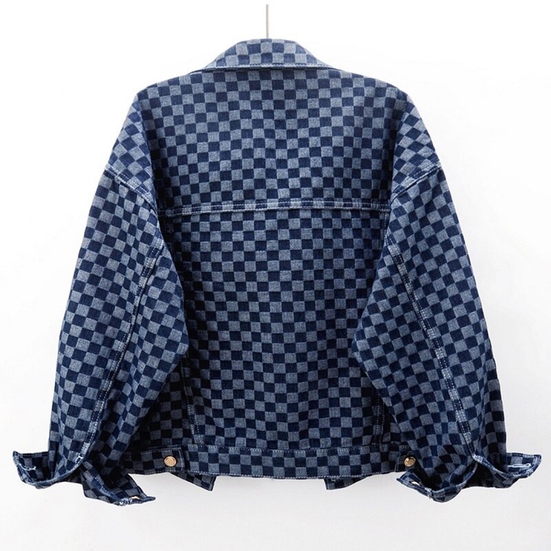 Chloeé Azur Checkered Denim Jacket