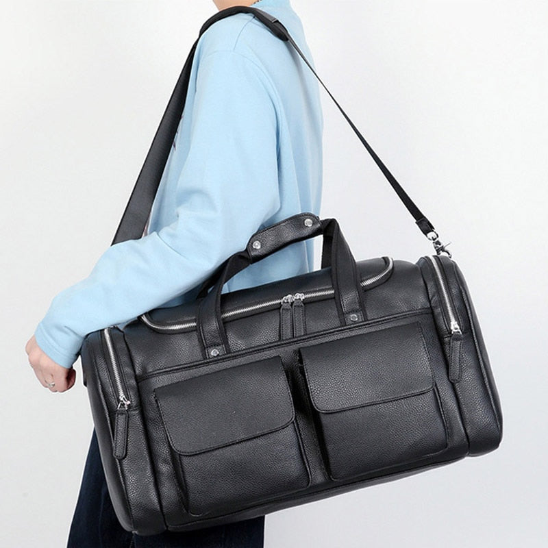 Milano-Calou Spacious Leather Duffle Bag