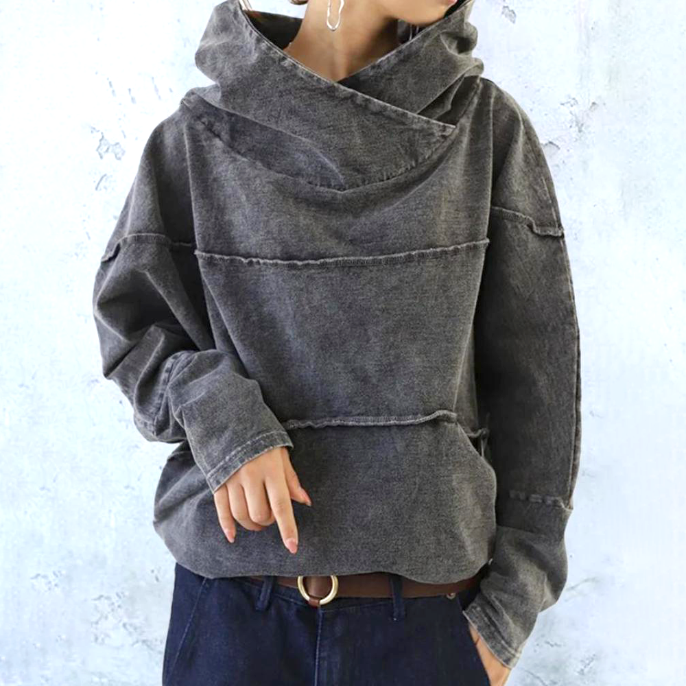 Loralie Comfy Denim Hooded Sweater