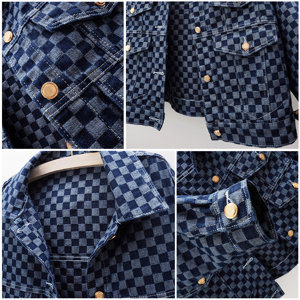 Chloeé Azur Checkered Denim Jacket